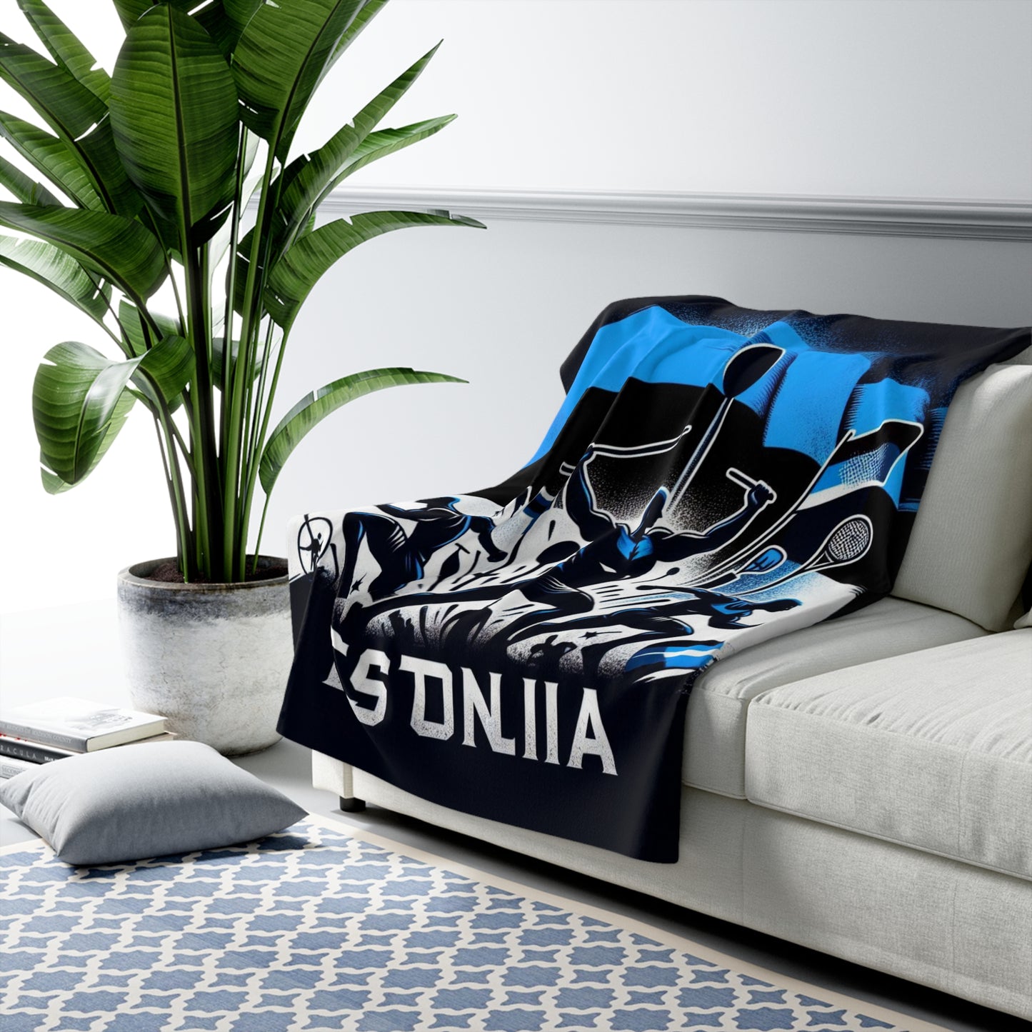 Flag Village Estonia Sporting Flag Sherpa Fleece Blanket EST0003