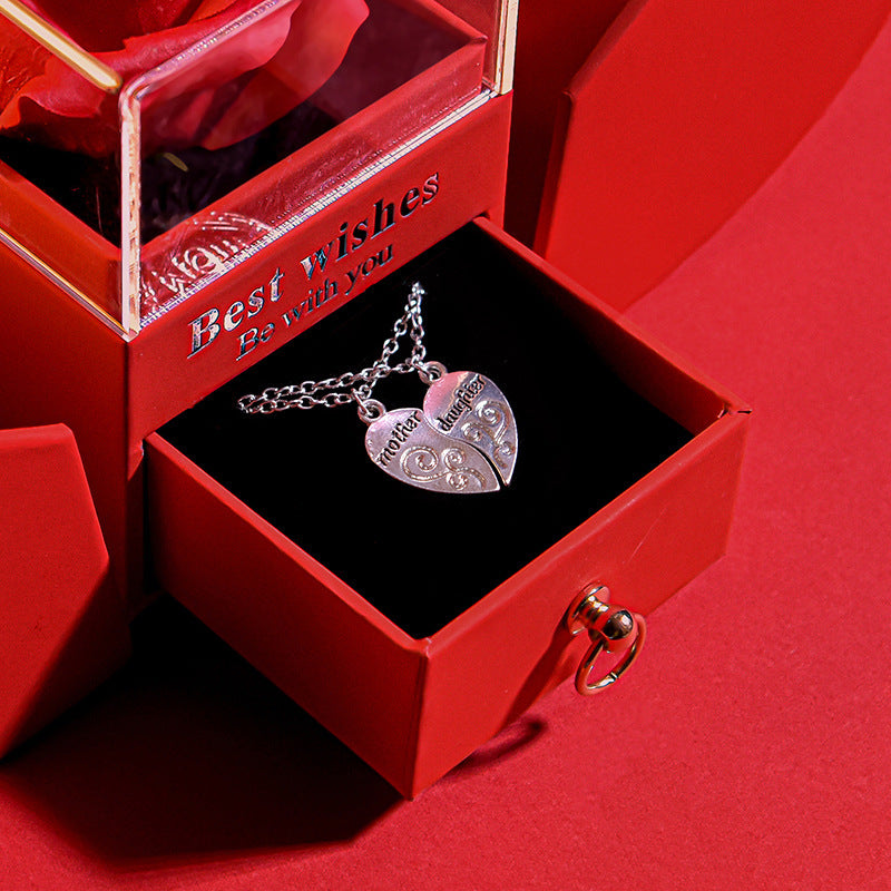 Flag Village Eternal Rose Apple Gift Box Women Necklace Valentine's Day Wedding Jewelry