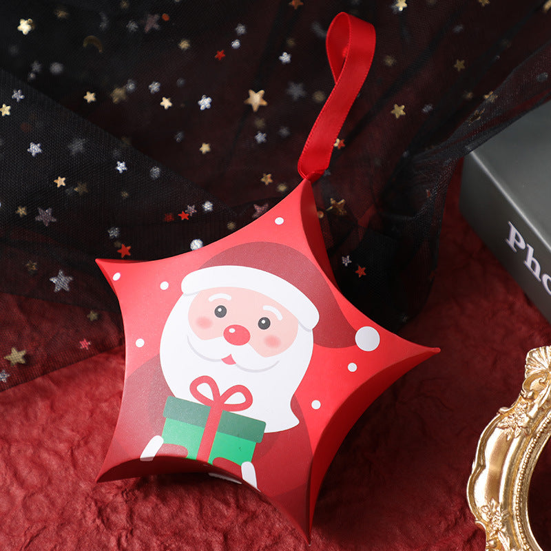 Flag Village Christmas Gift Boxes Santa Claus Candy Box Star Shape Merry Christmas Boxes Bags for Home New Year Xmas Decor Kids Gifts