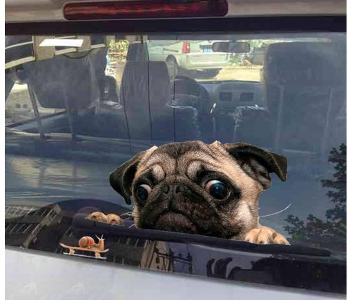 Flag Village Auto Tools 3D pug looking snail car window car sticker
