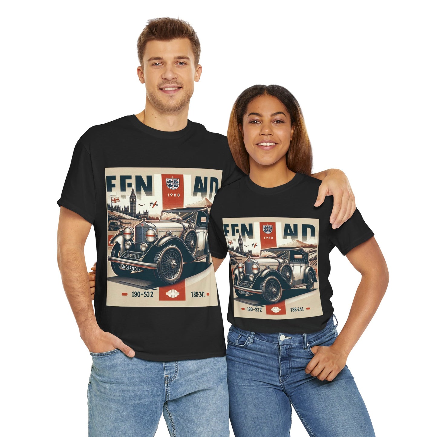 Flag Village UK Vintage Car Flag T-SHIRT Heavy Cotton Tee UK0021