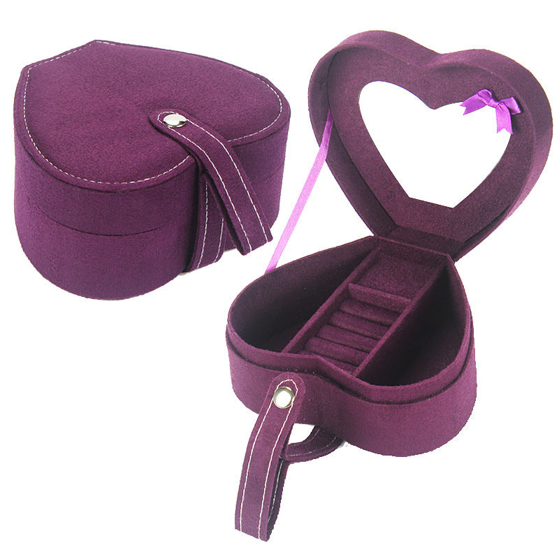 Flag Village Portable Heart-Shaped Jewelry Storage Birthday Gift Jewelry Box