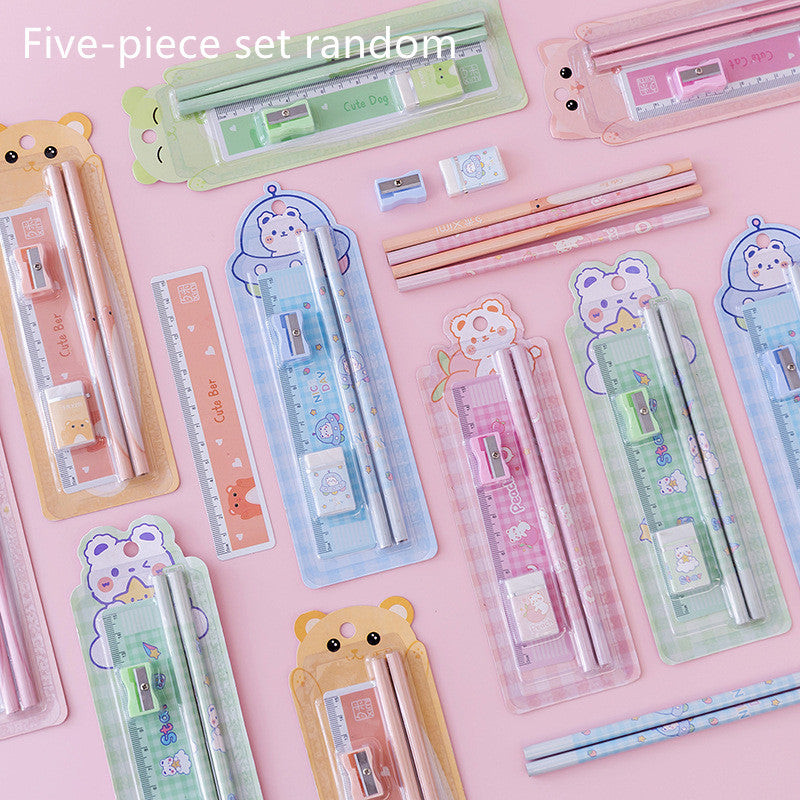 Flag Village Girl School Supplies Set Gift Box Gift Bag Primary School Pupil Pencil Stationery