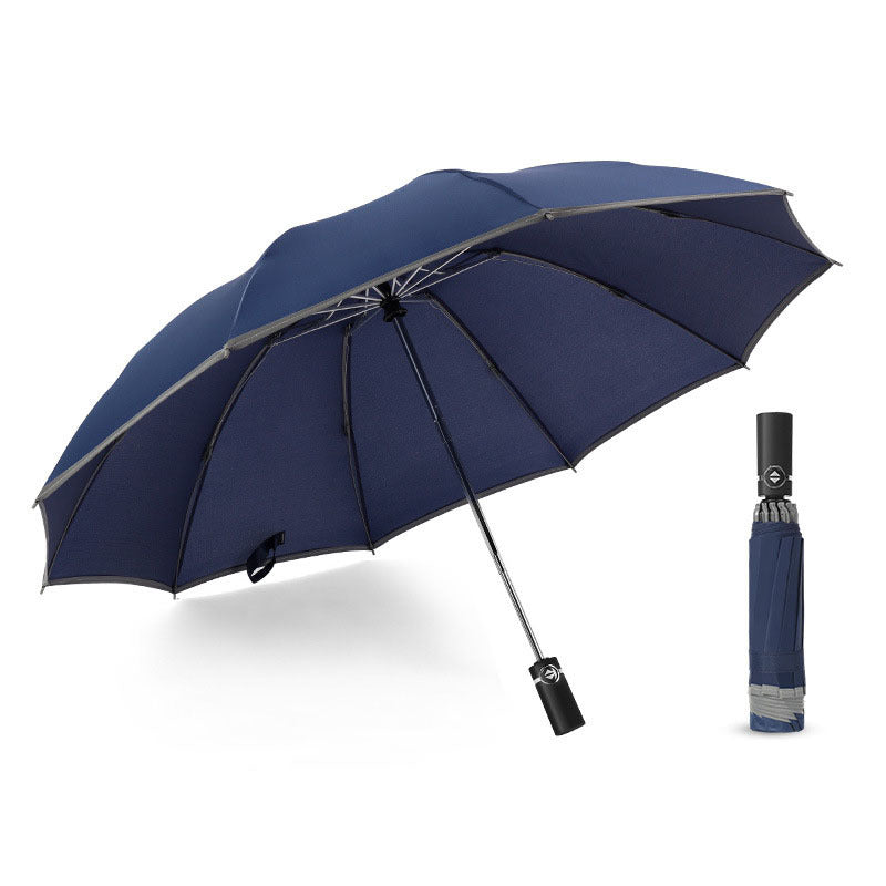 Flag Village Inverted Umbrella Travel Portable Windproof Folding Umbrella,10Ribs Auto Close Umbrella,Reflective Stripes For Night Safety