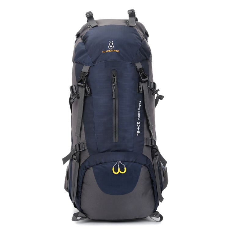 Flag Village Mountaineering waterproof outdoor sports nylon bag Wild camping backpack Rainproof 60L mountaineering bag wholesale