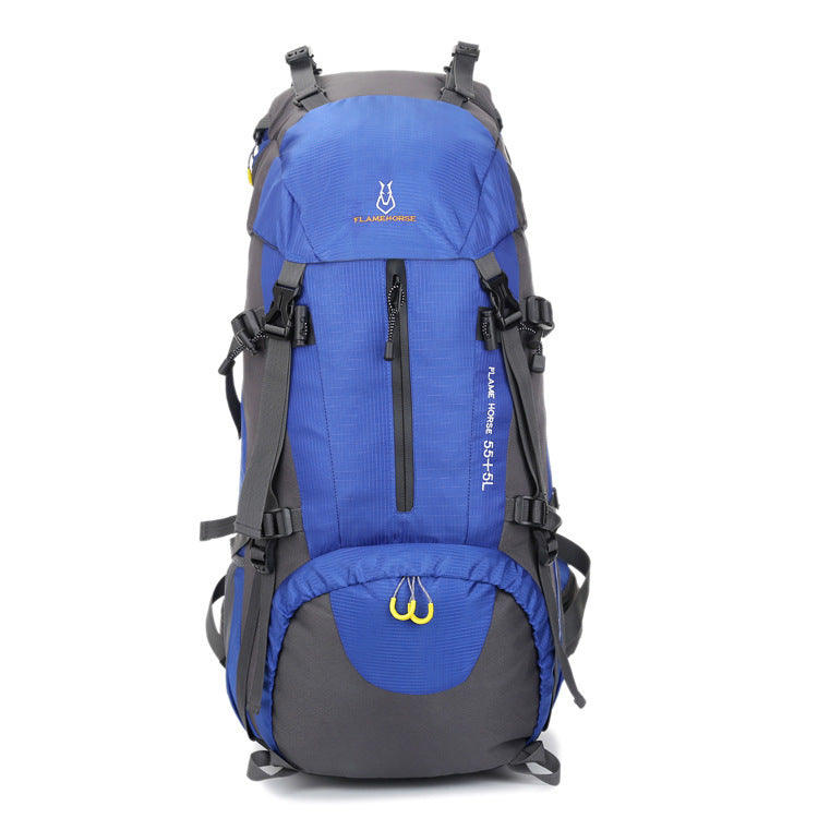Flag Village Mountaineering waterproof outdoor sports nylon bag Wild camping backpack Rainproof 60L mountaineering bag wholesale