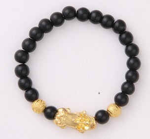 Flag Village Obsidian 18K Gold Bracelet six brave words on hand and little Pearl transport gifts wholesale
