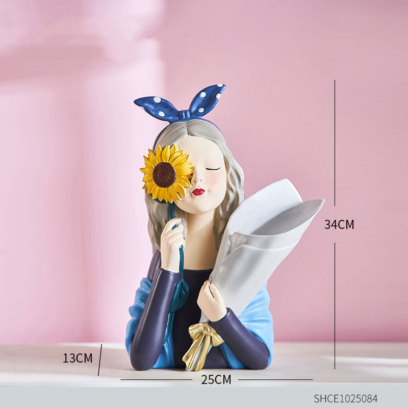 Flag Village Home Decor Girl Figurine Resin Sculpture Abstract Art Room Decor Nordic Decoration Home Living Room Decoration Accessories Gifts