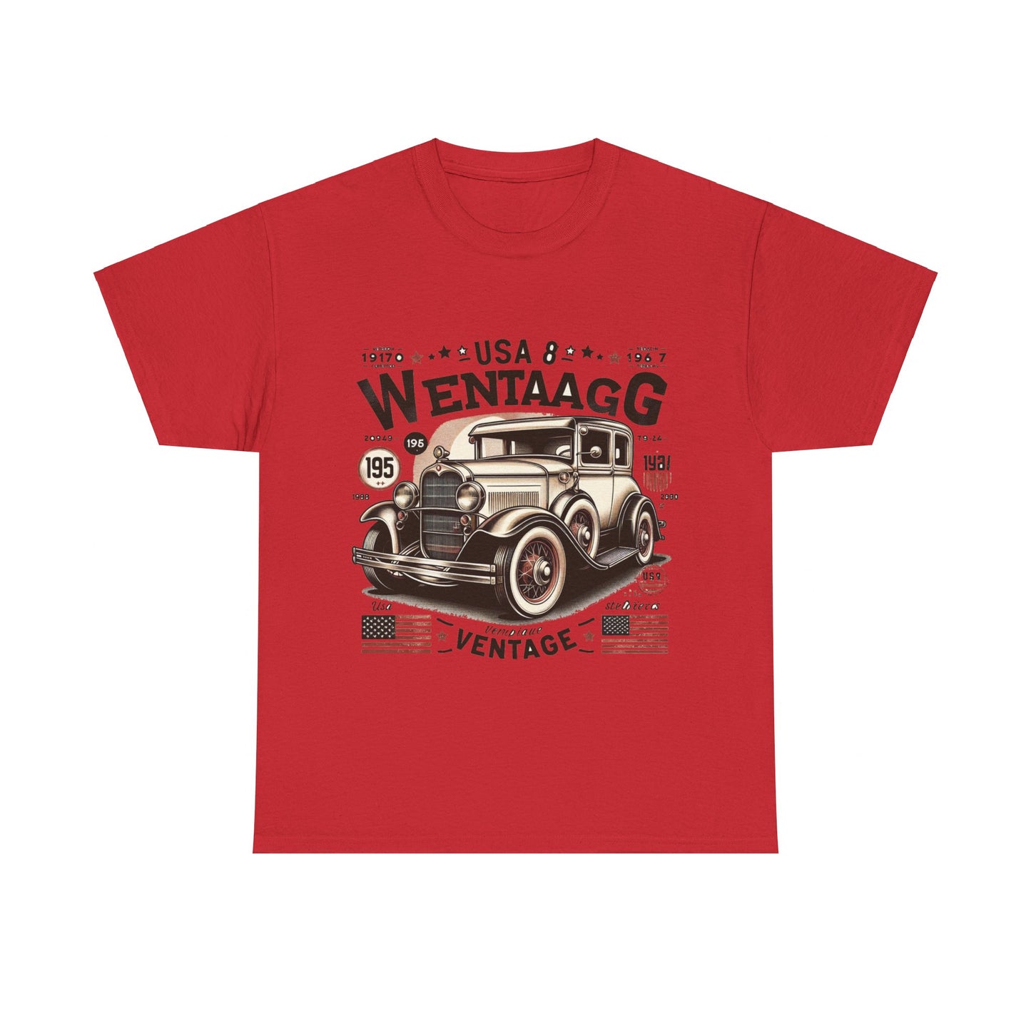 Flag Village USA Vintage Car Flag T-SHIRT Heavy Cotton Tee USA0017