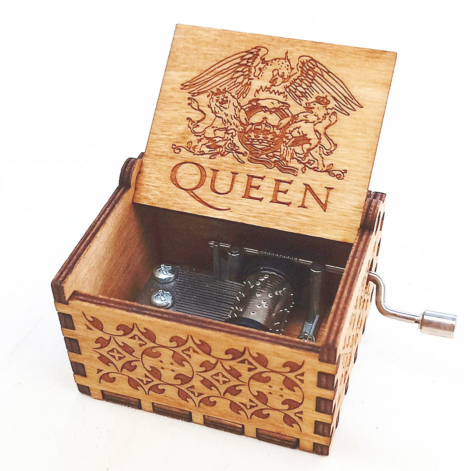 Flag Village Antique Carved Wooden Hand Crank Spirited Away Music Box Christmas Gift Birthday Gift Party Decoration