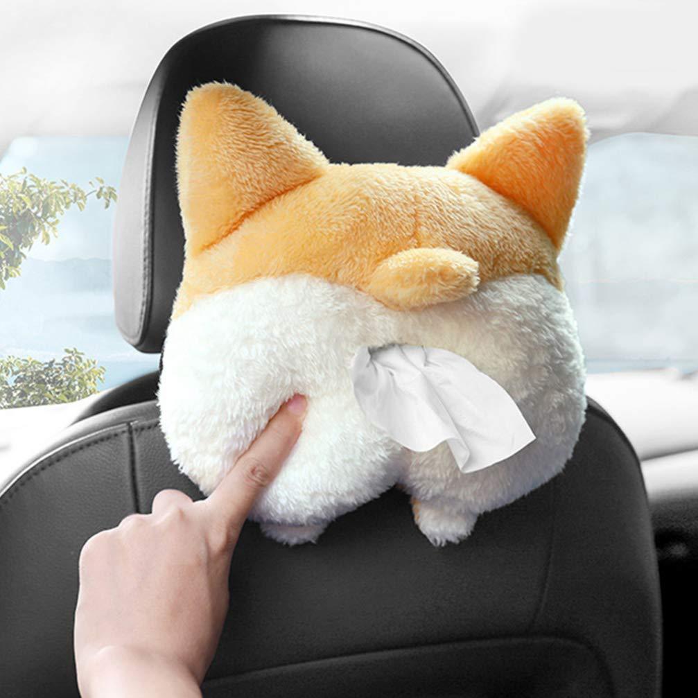 Flag Village Auto Tools Tissue Box Cover Soft Adorable Corgi Butt Shaped Creative Storage Bag Hanging Pouch Tissue Box Wrapper For Car Home