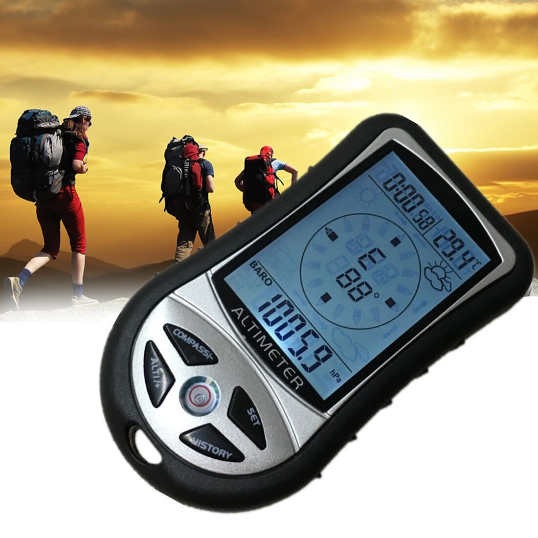 Flag Village 8-in-1 hand-held electronic altimeter Mountaineering portable fishing barometer compass altimeter