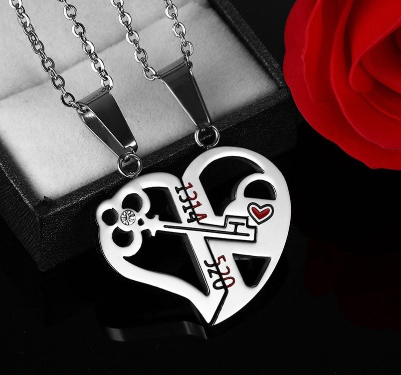 Flag Village Pendant Love Necklace Set Lover Valentine Gifts Stainless Steel Chain Necklace