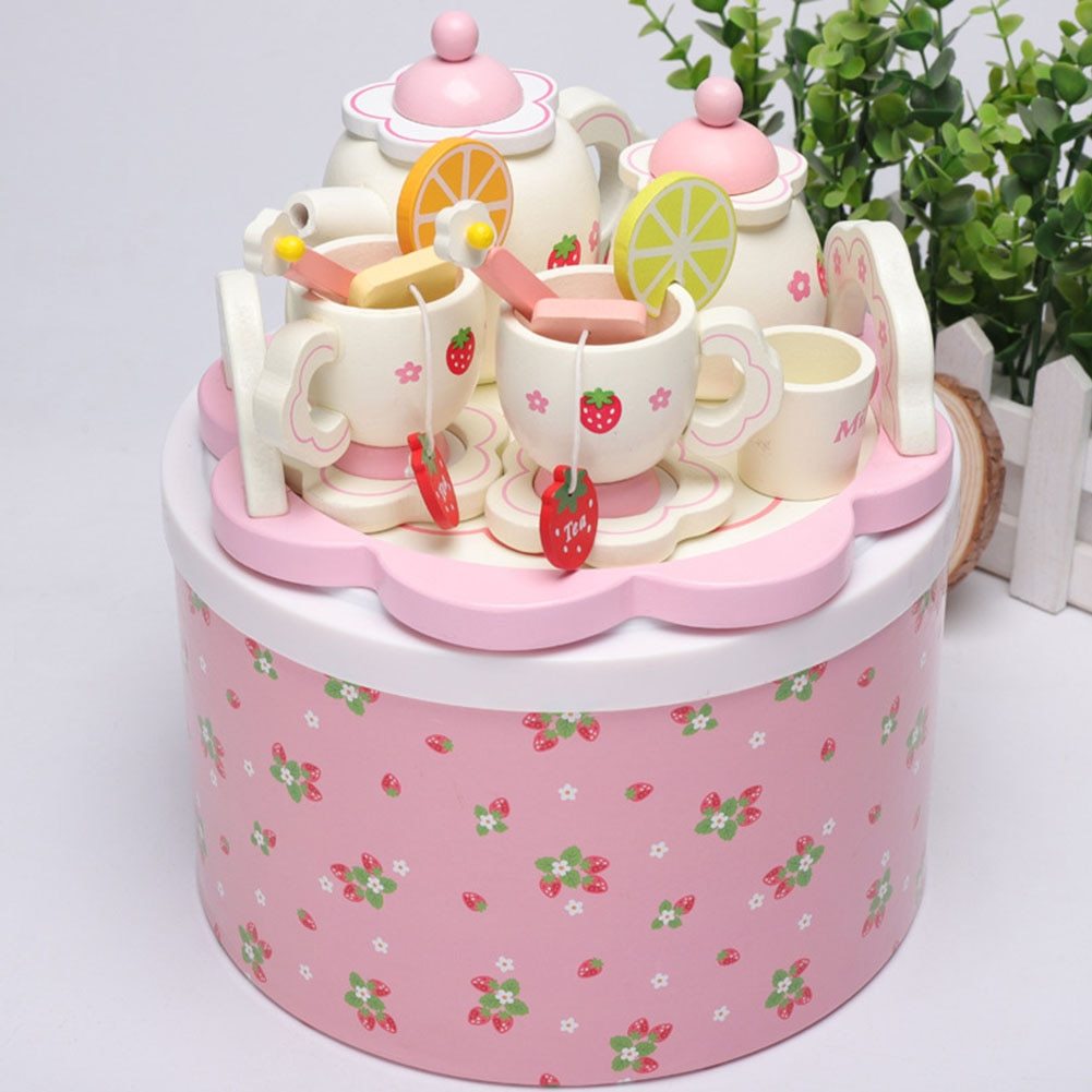 Flag Village Girl Mini Wooden With Box Kitchen Bowl Gift Cup Tea Set