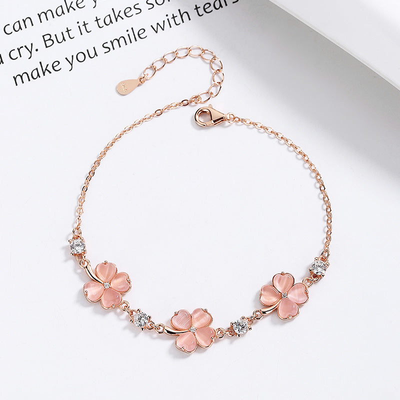 Flag Village Fashion Jewelry Opal Crystal Gemstones Chain Bracelets For Women Femme Zircon Diamonds Rose Gold Jewelry Bijoux Mujer Cute Girlfriend Gifts