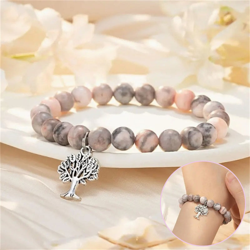 Flag Village Fashion Natural Stone Pinkred Zebra Tree Of Life Gifts Big Little Sister Bracelet Birthday Jewelry Girls Braclet Gifta For Girl Boy