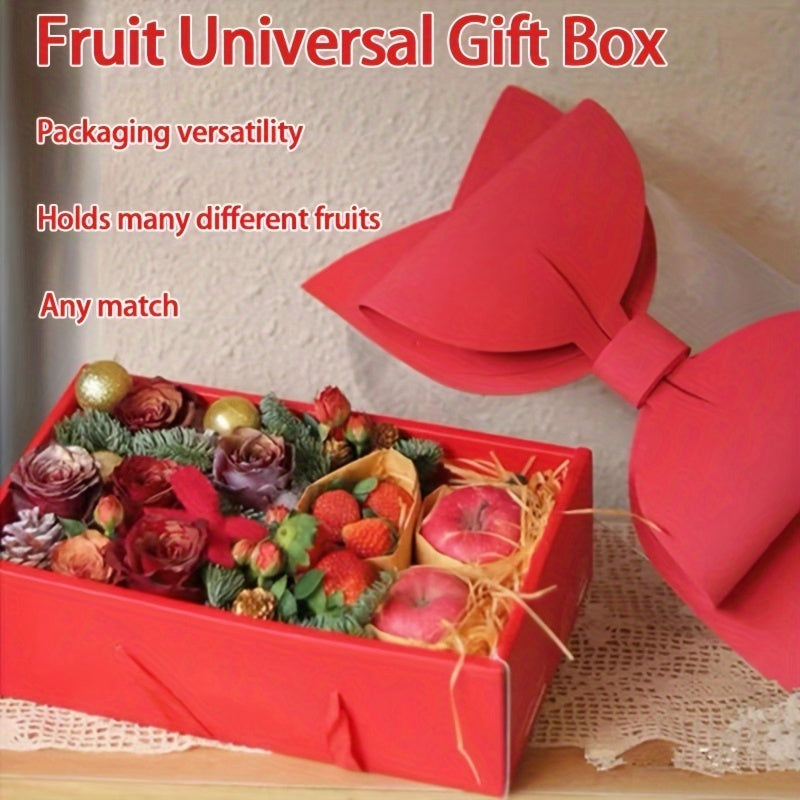 Flag Village 1 Set Of 5pcs Fruit Gift Box, Bow Flower Box, Transparent Fruit Flower Gift Box, Rose Flower Box, Valentine's Day DIY Portable Flower Cake Box, Fruit Gift Box