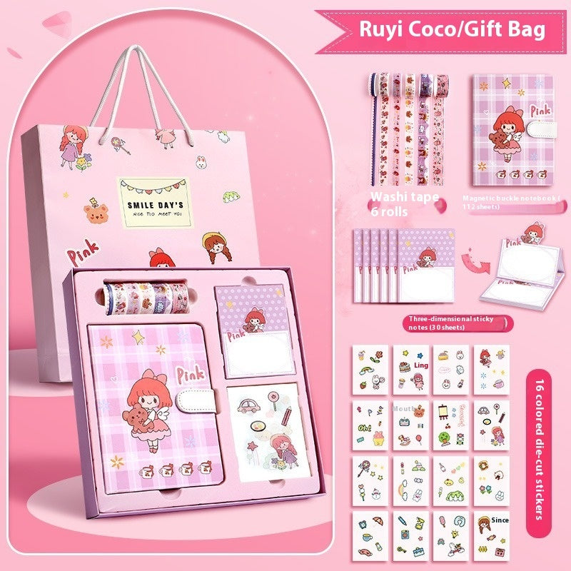 Flag Village Journal Book Set Gift Box Girl Heart Cute Gift Bag