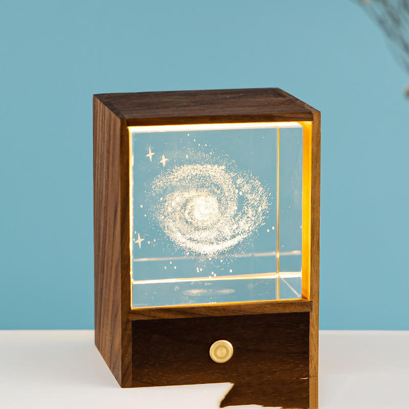 Flag Village Wooden Box Square Crystal Ball Elk Cloud Night Light Christmas Birthday Gift