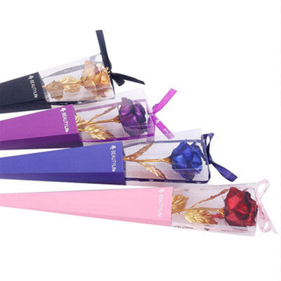 Flag Village Gold Foil Rose Flower Window Gift Box For Valentine's Day