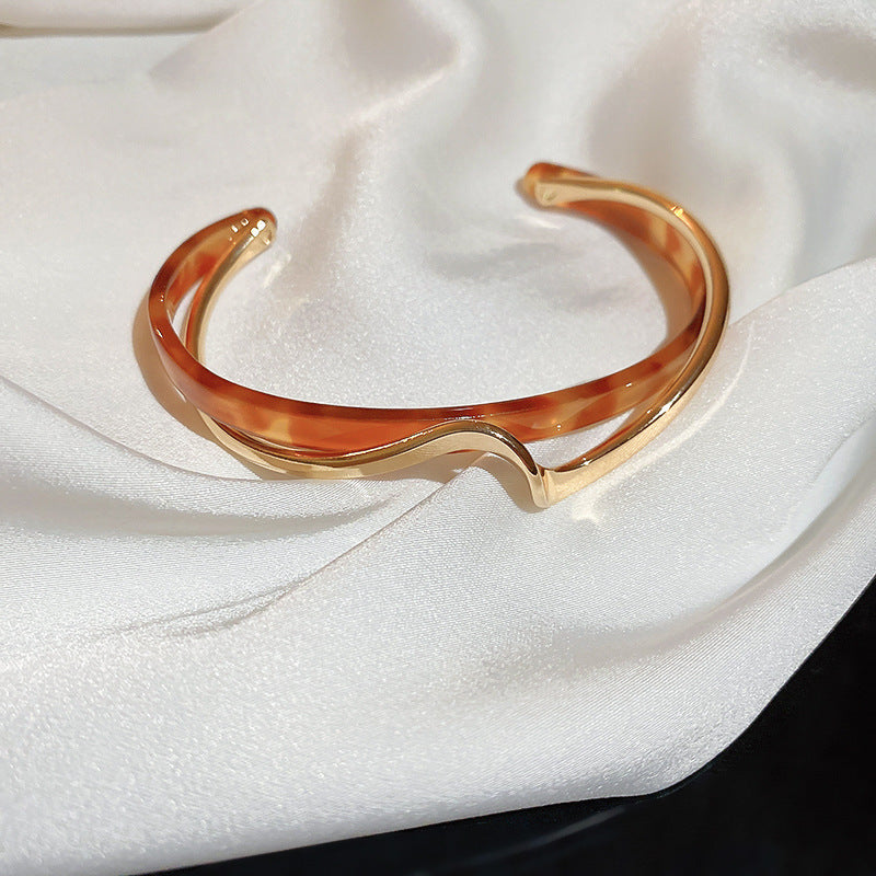 Flag Village Metal White Shellfish Plate Bracelet For Women Opening Adjustable 2 Layers Design Llight Luxury Female Fashion Jewelry Gifts