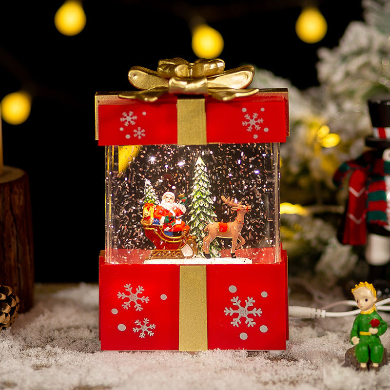Flag Village Christmas Decoration Gift Box Crystal Ball Small Night Lamp Ornaments