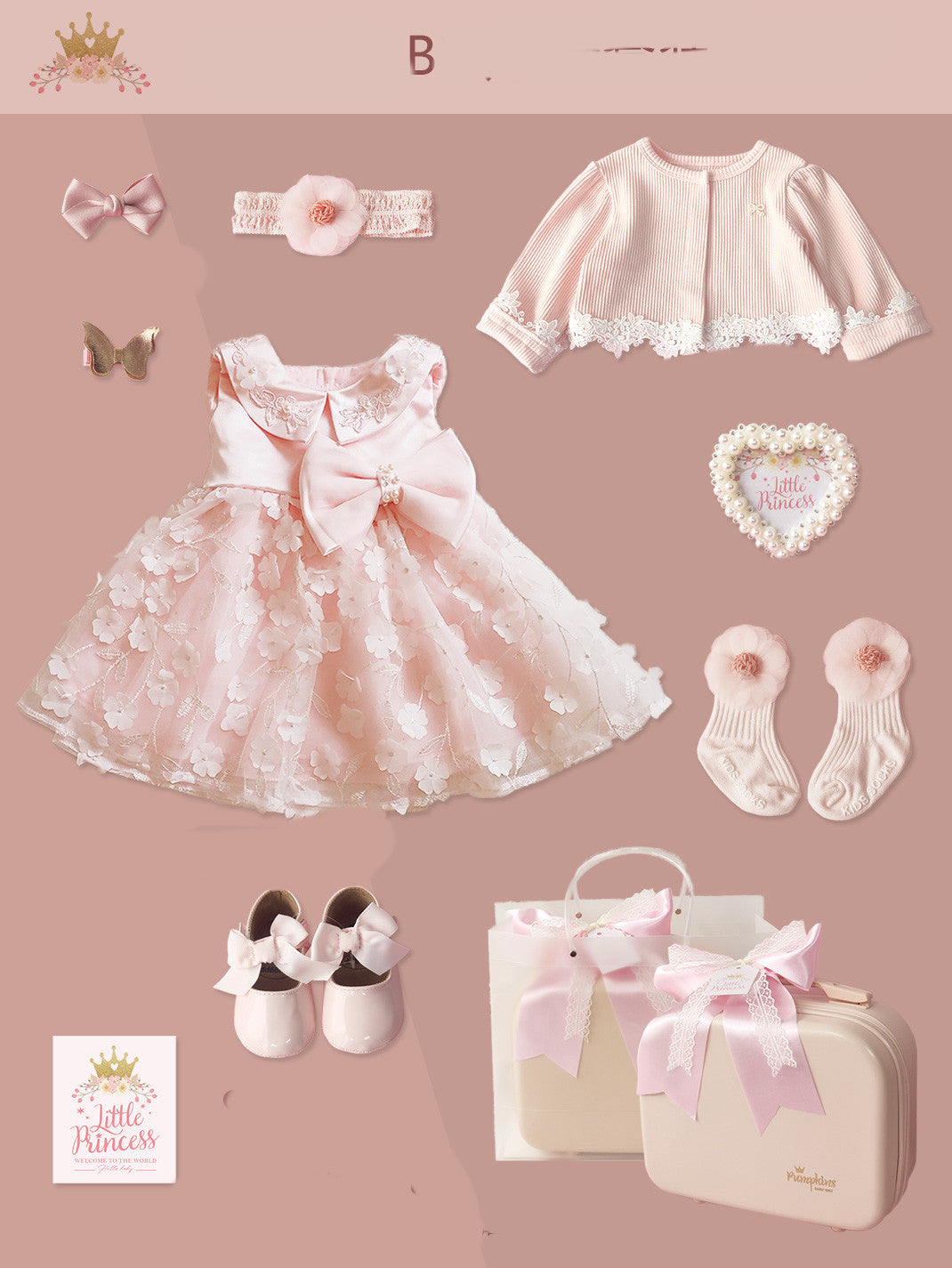 Flag Village Baby High-end Gift Box Little Princess Dress Lace Dress Suit