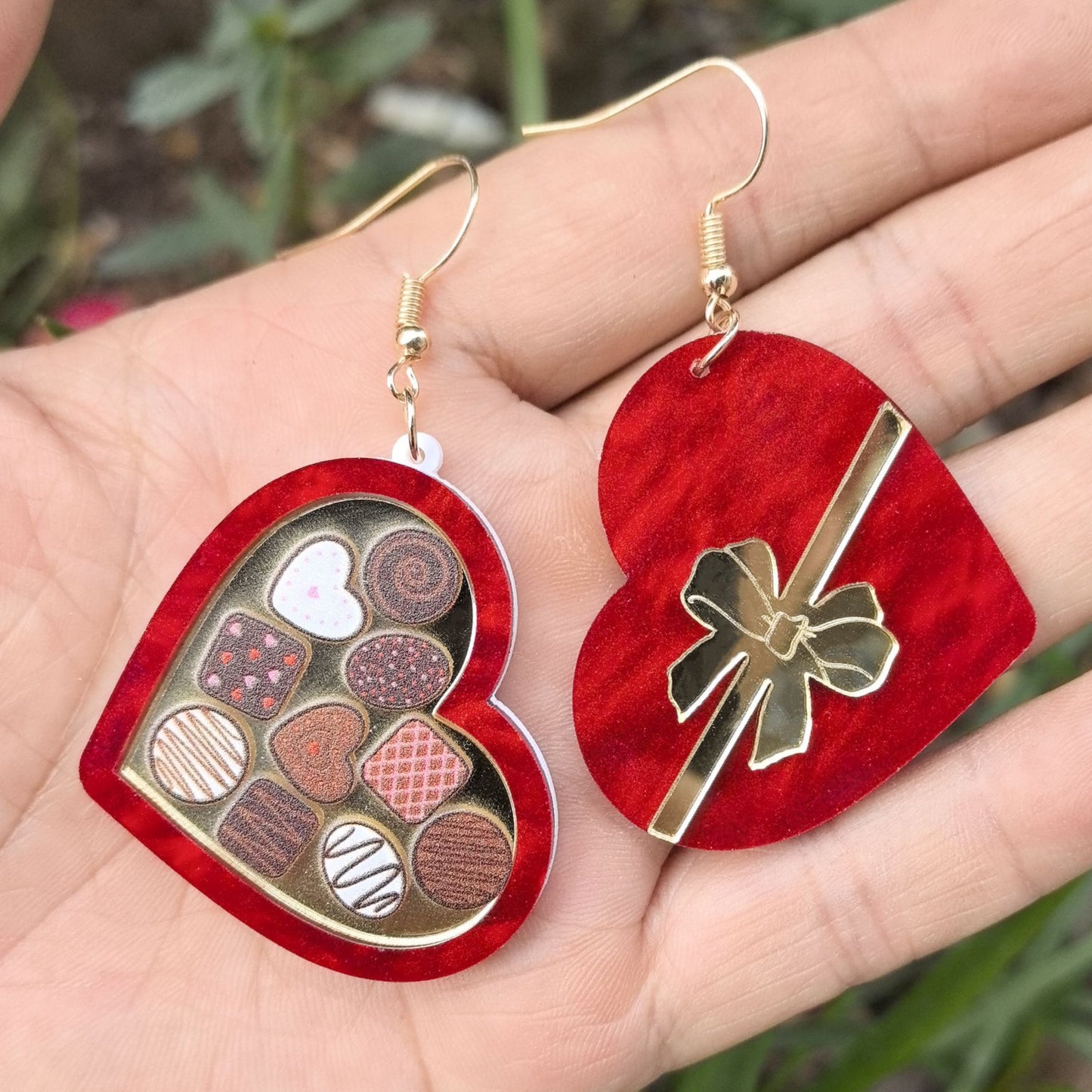 Flag Village Valentine's Day Red Gift Box Heart Earrings For Women Romantic You Make ME Melt Ice Cream Acrylic Drop Earring Designer Jewelry