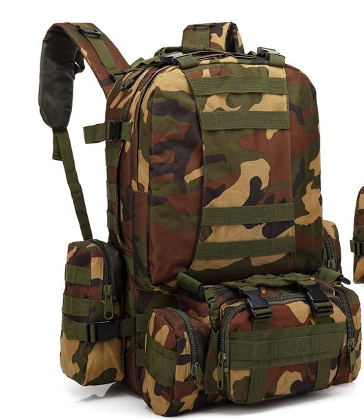 Flag Village Men's Travel Backpack Oxford Cloth Outdoors Backpack Army Camouflage Tactics Double Shoulder Bag Mountaineering Large Combination Backpack