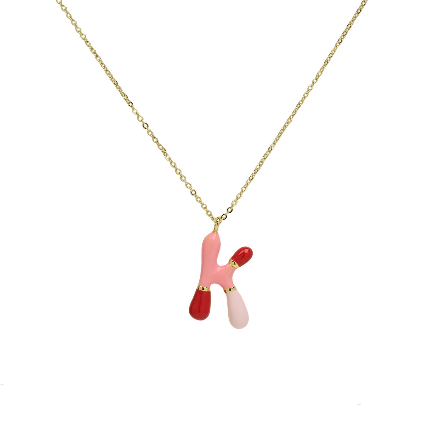 Flag Village Brass Epoxy Capsule 26 Letter Necklace For Women Initial Alphabet Pendant Necklace Fashion Link Chain Jewelry Gifts