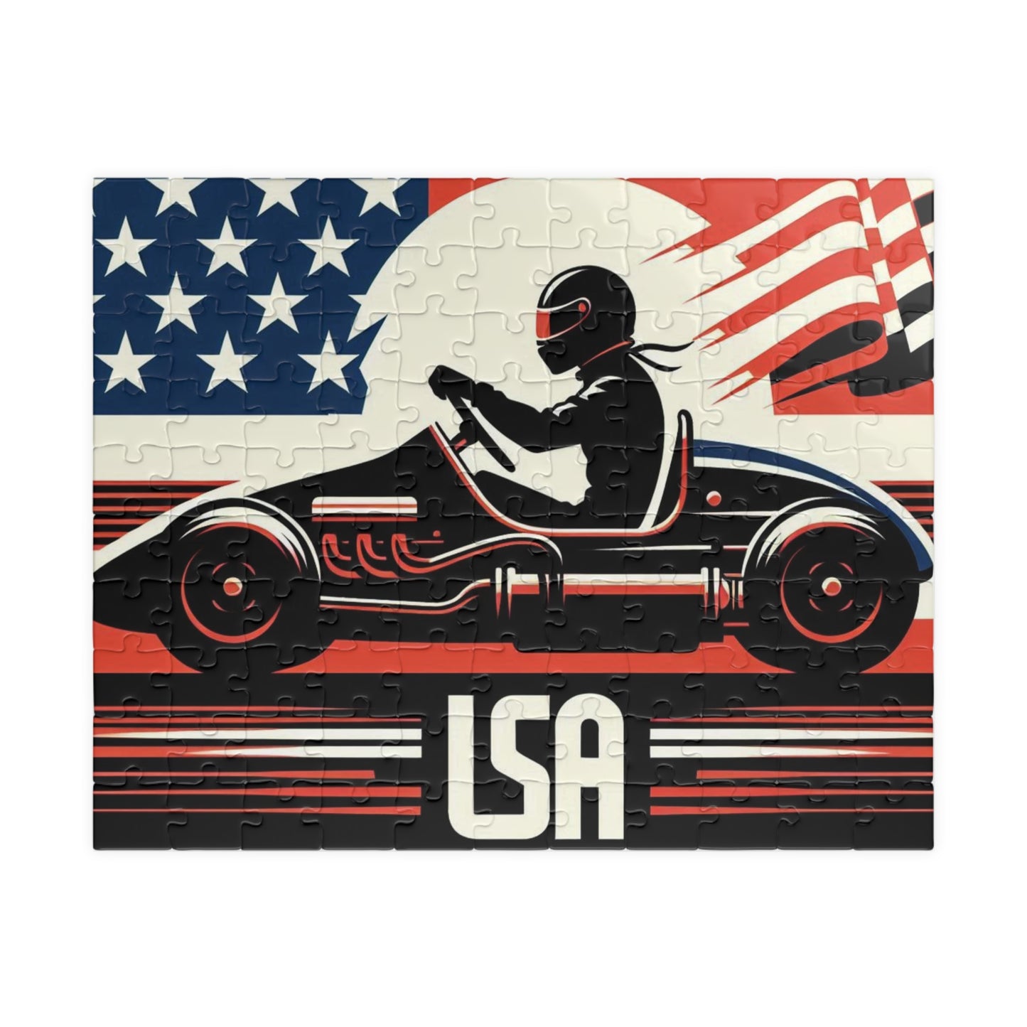 Flag Village United Stetes Racing Car Sporting Flag Puzzle (110, 252, 520, 1014-piece) USA0020