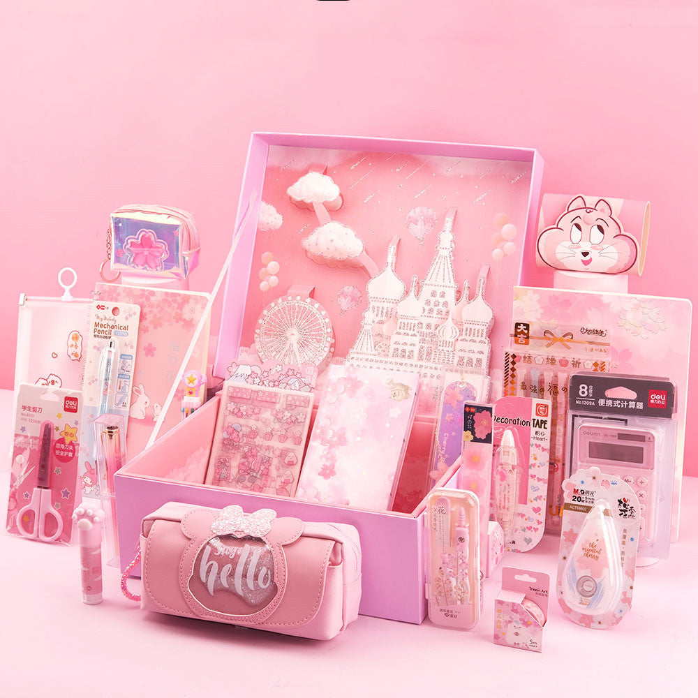 Flag Village Sakura Girl Starry Stationery Set Gift Box For Primary And Middle School Students