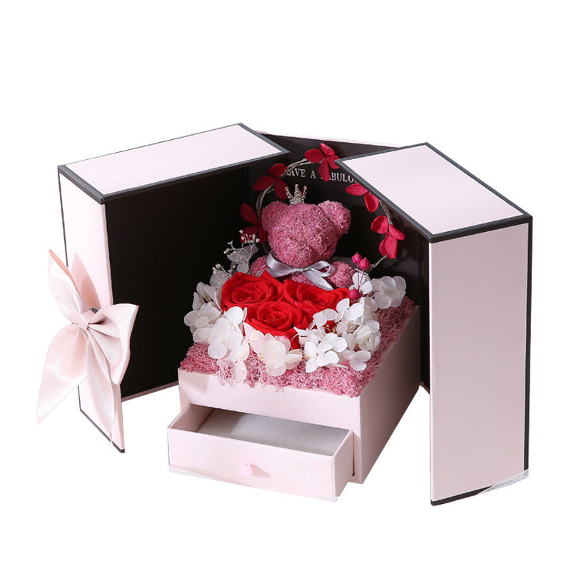 Flag Village Valentine's Day Gift Birthday Rose Drawer Jewelry Eternal Flower Gift Box