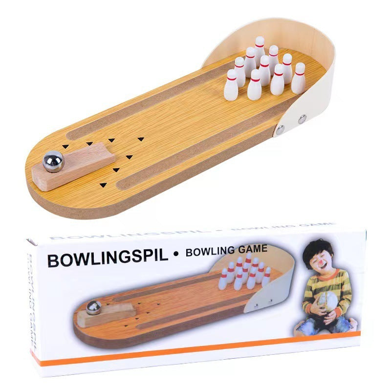 Flag Village Table Top Mini Bowling Game Set-Tabletop Wooden Board Mini Arcade Desktop Tiny Bowling Shooting Alley Office Desk Stress Relief Gadgets Small Finger Toys Gag Gifts For MenWomen Kids Teens Boys