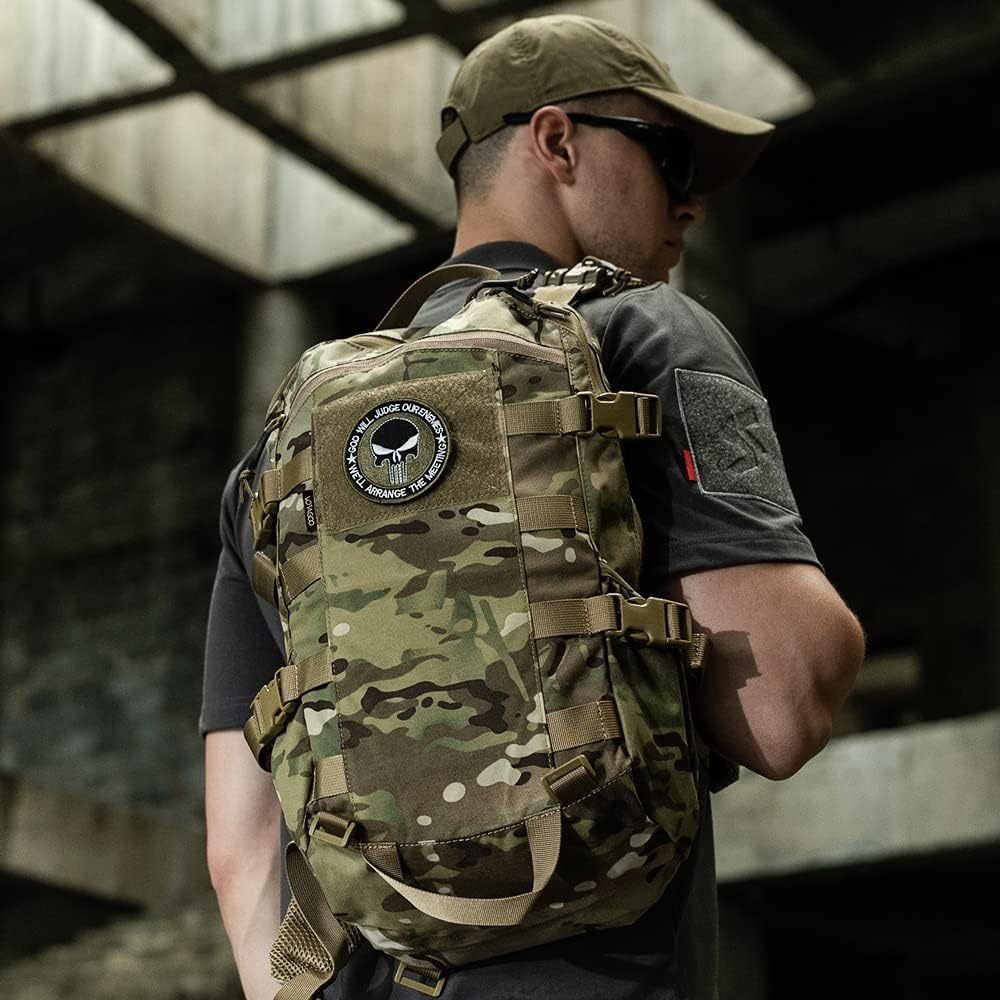 Flag Village Tactical Backpack Men Military Assault Pack Outdoor Hiking Rucksack