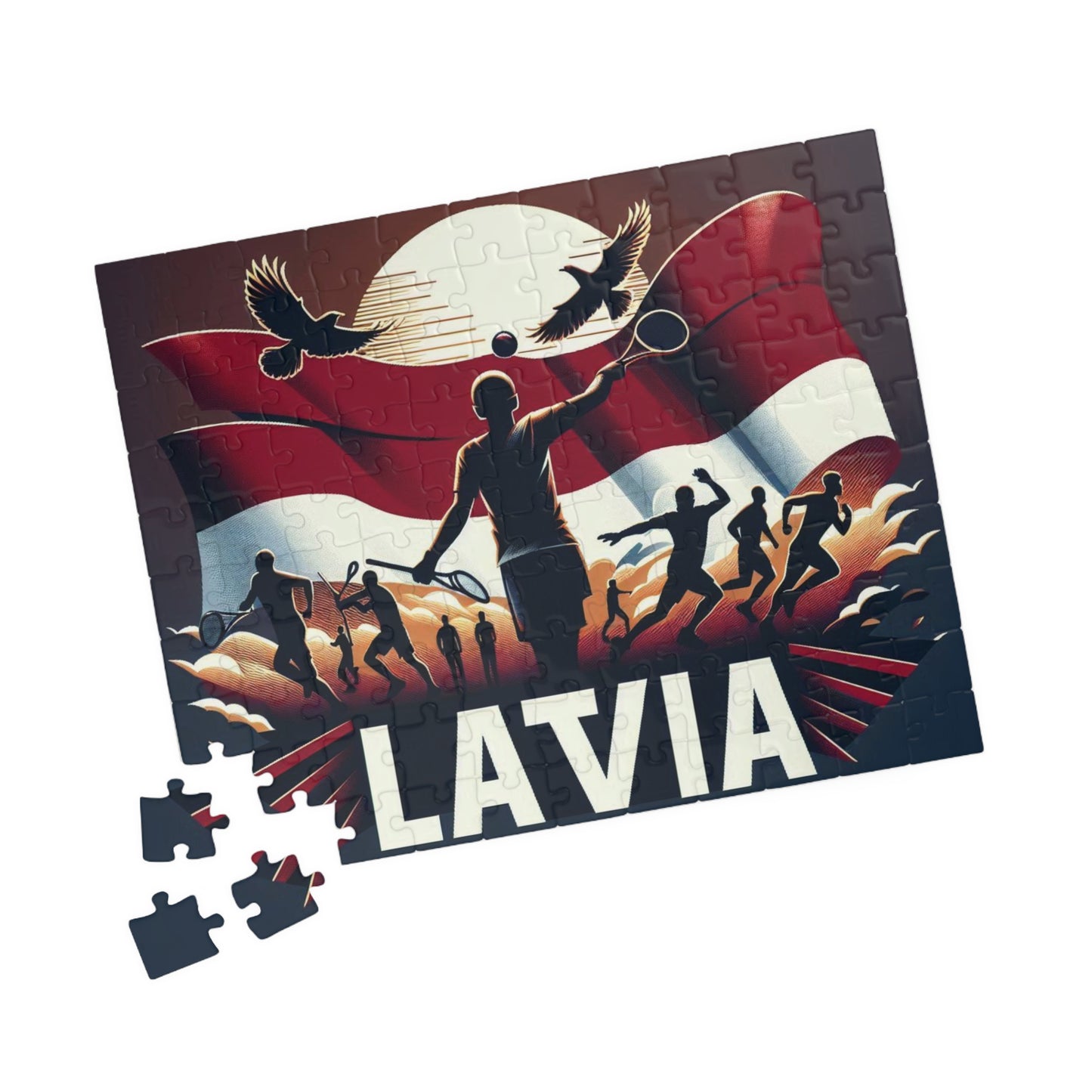 Flag Village Latvia Sporting Flag Puzzle (110, 252, 520, 1014-piece) LVA0003