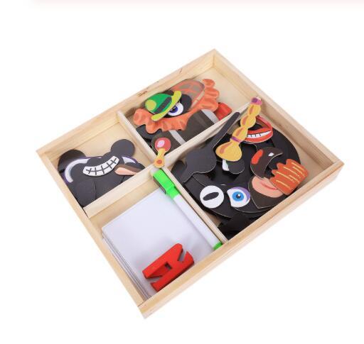 Flag Village Montessori Magnetic Fun Puzzle Children's Wooden Puzzle Box Game Cartoon Educational Painting Toys For Children Gift Antistress