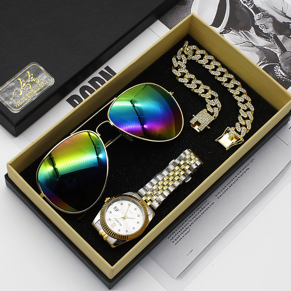 Flag Village Wristwatch Glasses New Men's Watch Business Foreign Trade Sunglasses Watch Gift Box Suit