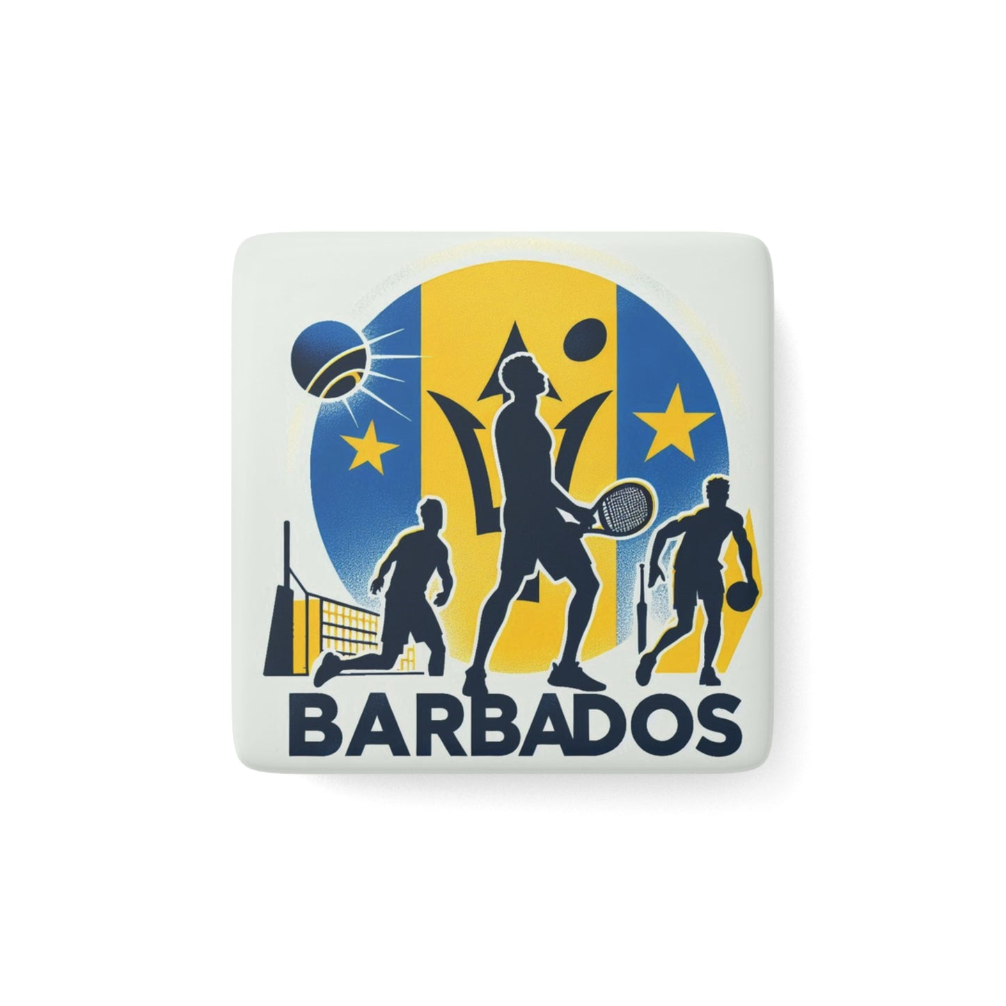 Flag Village Barbados Flag Sporting Porcelain Magnet, Square BRB0005