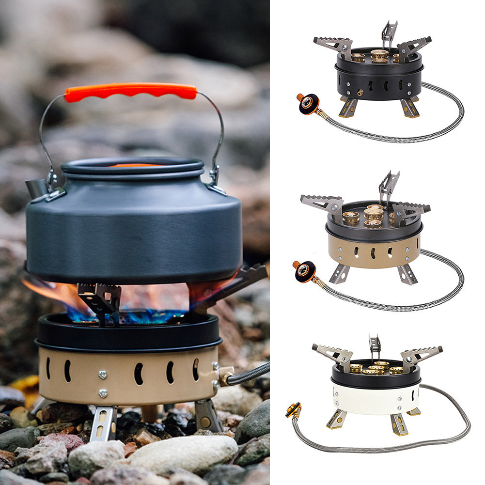 Flag Village Portable Windproof Camping Cookout Gas Stove Holder Set