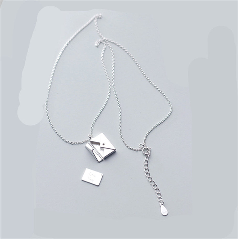 Flag Village Custom Text Love Letter Envelope Pendant Confession Locket Necklace Jewelry Special Gifts For Women Teens Girlfriend Wife Lover