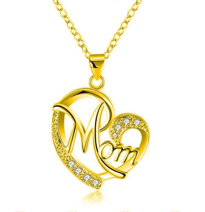 Flag Village European And American Women's Necklaces Mom Color Separation Heart-shaped Diamonds Wish Explosive Mother' Day Gifts Across The Border