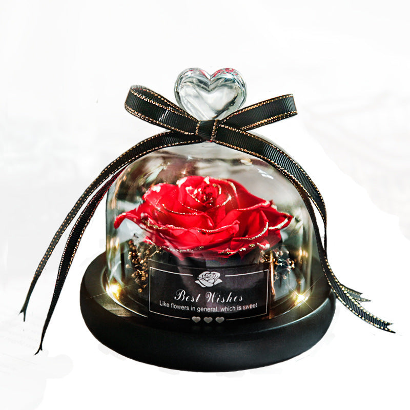 Flag Village Valentine's Day Christmas Dried Flowers For Home Decor Wedding Gifts Dried Flowers Eternal Real Rose Home Decor With LED In Glass