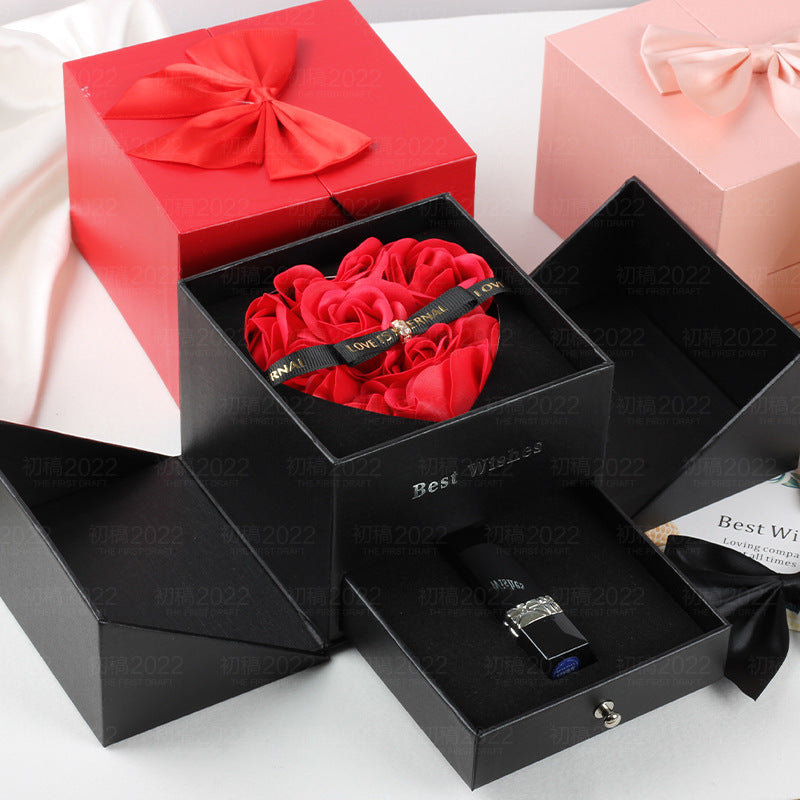 Flag Village Double Life Rose Jewelry Packaging Gift Box