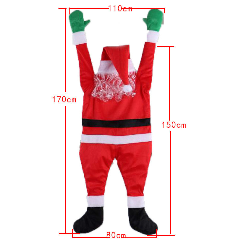 Flag Village Santa Claus Climbs The Wall To Decorate Clothes Ornaments Gifts Christmas Decoration
