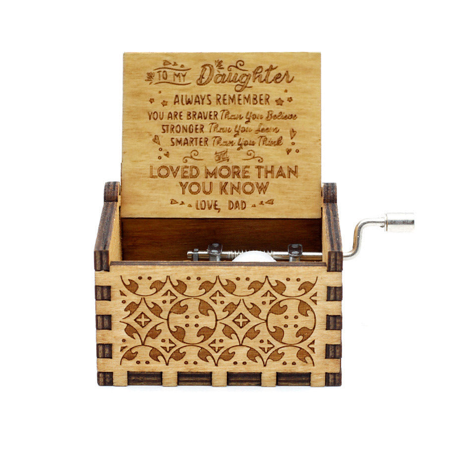 Flag Village Antique Carved Wooden Hand Crank Spirited Away Music Box Christmas Gift Birthday Gift Party Decoration