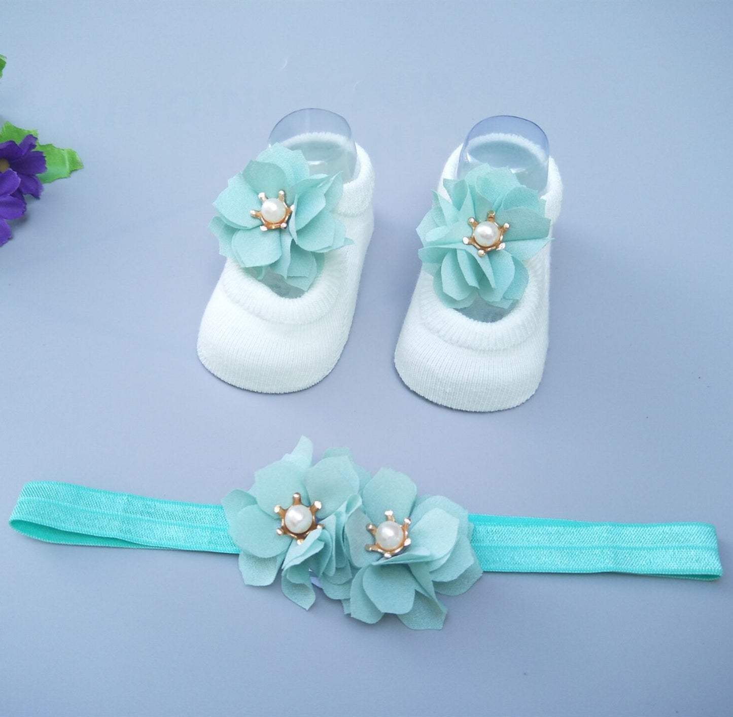 Flag Village New Baby Girl Socks Headband Gift Box