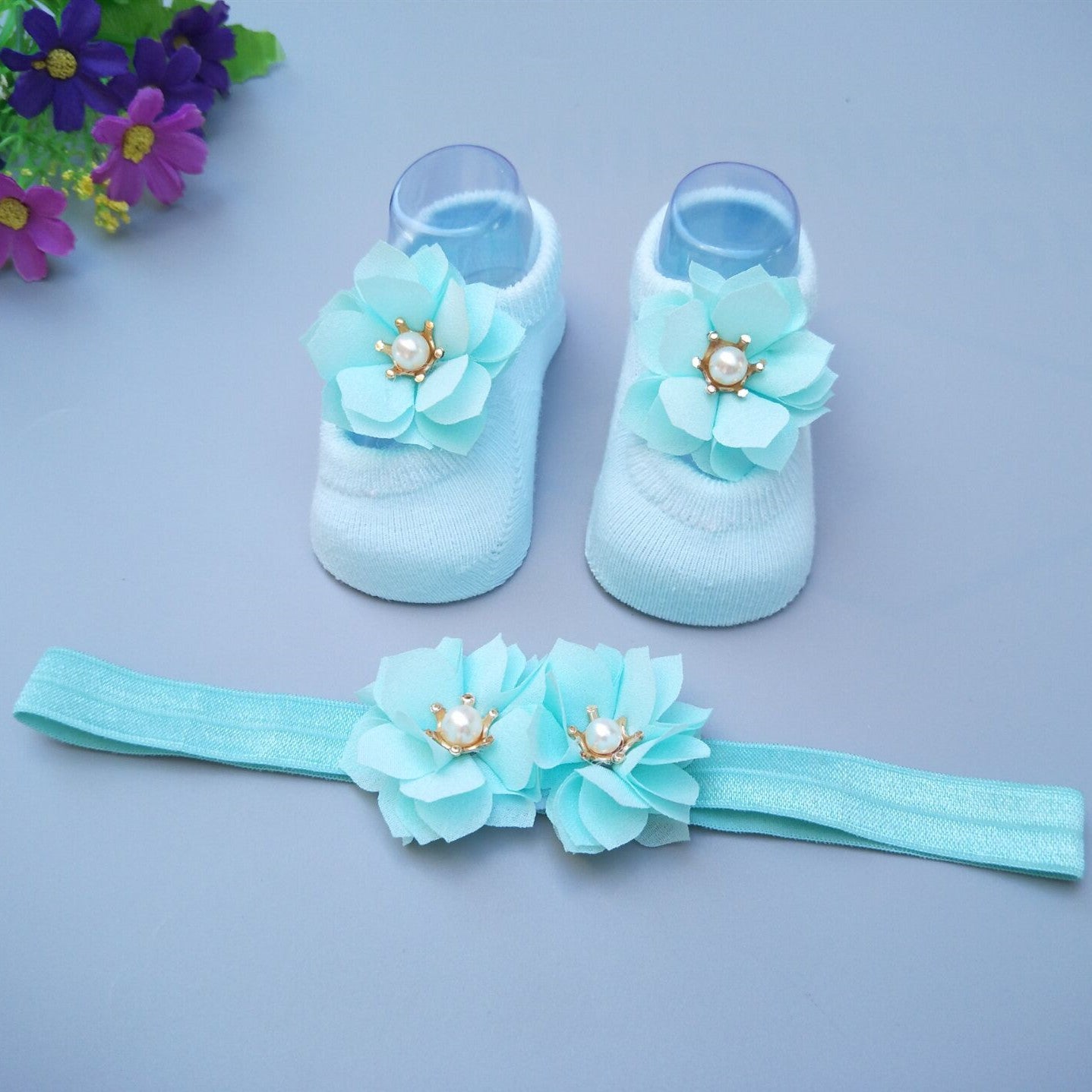 Flag Village New Baby Girl Socks Headband Gift Box