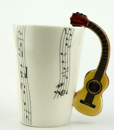 Flag Village Creative Music Violin Style Guitar Ceramic Mug Coffee Tea Milk Stave Cups With Handle Coffee Mug Novelty Gifts