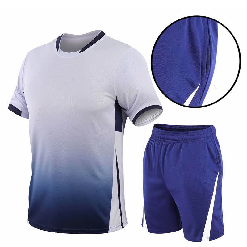 Flag Village Summer Gradient Digital Printing Loose Short-sleeved T-shirt Two-piece Summer Plus Size Shorts Suit Men